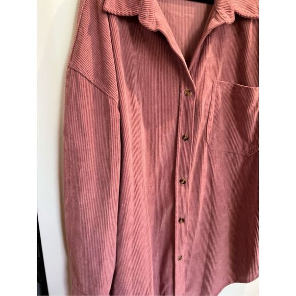 Mauve Pink Button Up Shacket Woman’s Size Large 100% Polyester - Picture 3 of 11